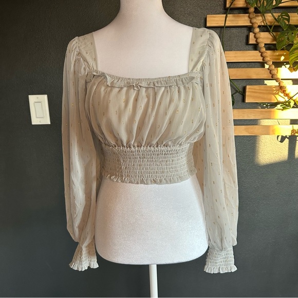 Blu Pepper Tops - Blu Pepper grey Smocked Blouse